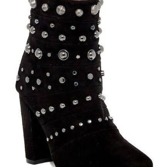 BADGLEY MISCHKA KURT SUEDE LEATHER STUDDED BLACK BOOTIES NWT SZ 7 - Picture 6 of 12